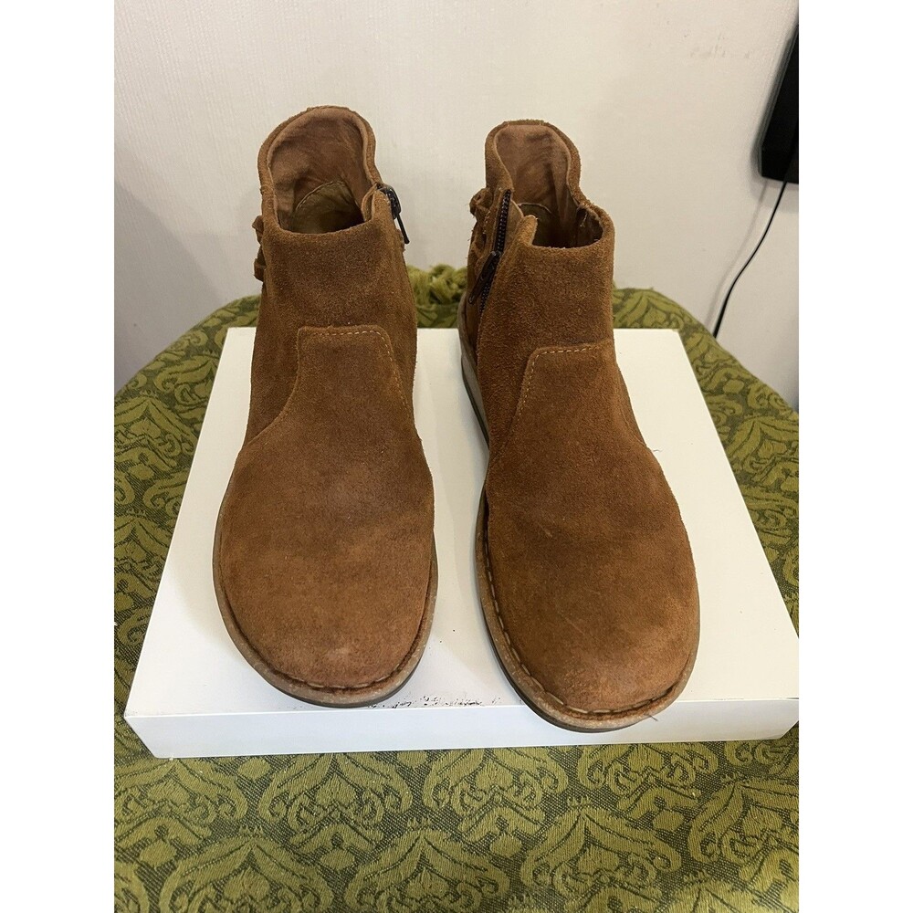 Born Viana Womens Brown Suede Wedge Ankle Zip Comfort Boots Size 9 - Picture 4 of 9